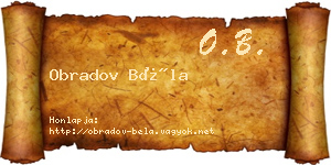 Obradov Béla névjegykártya